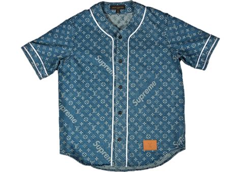 supreme lv denim baseball shirt